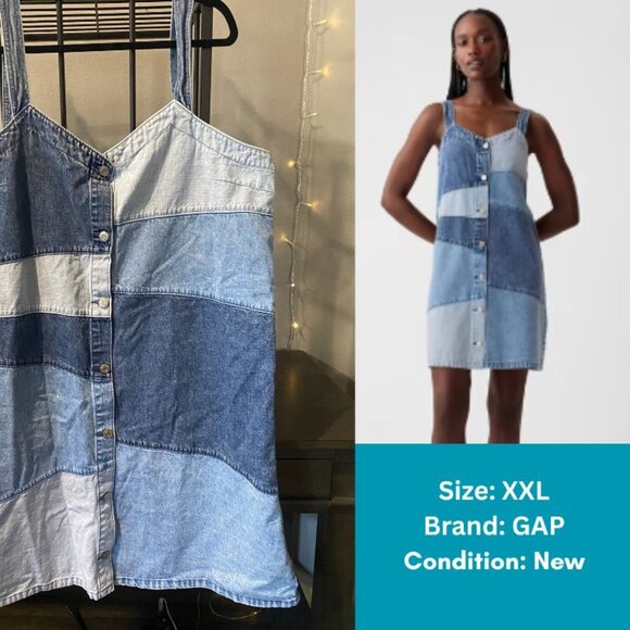 Sz XXL GAP Patchwork Denim Mini Dress - Excellent Condition! - Picture 1 of 2